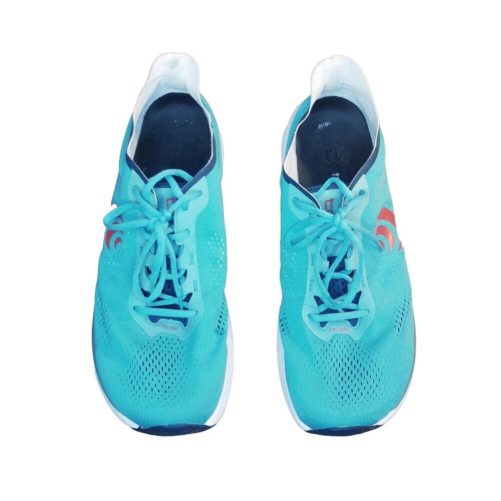 Topo Cyclone Men's Size 10.5 Teal Cyan Red Running Shoes Foot Shape Sneakers